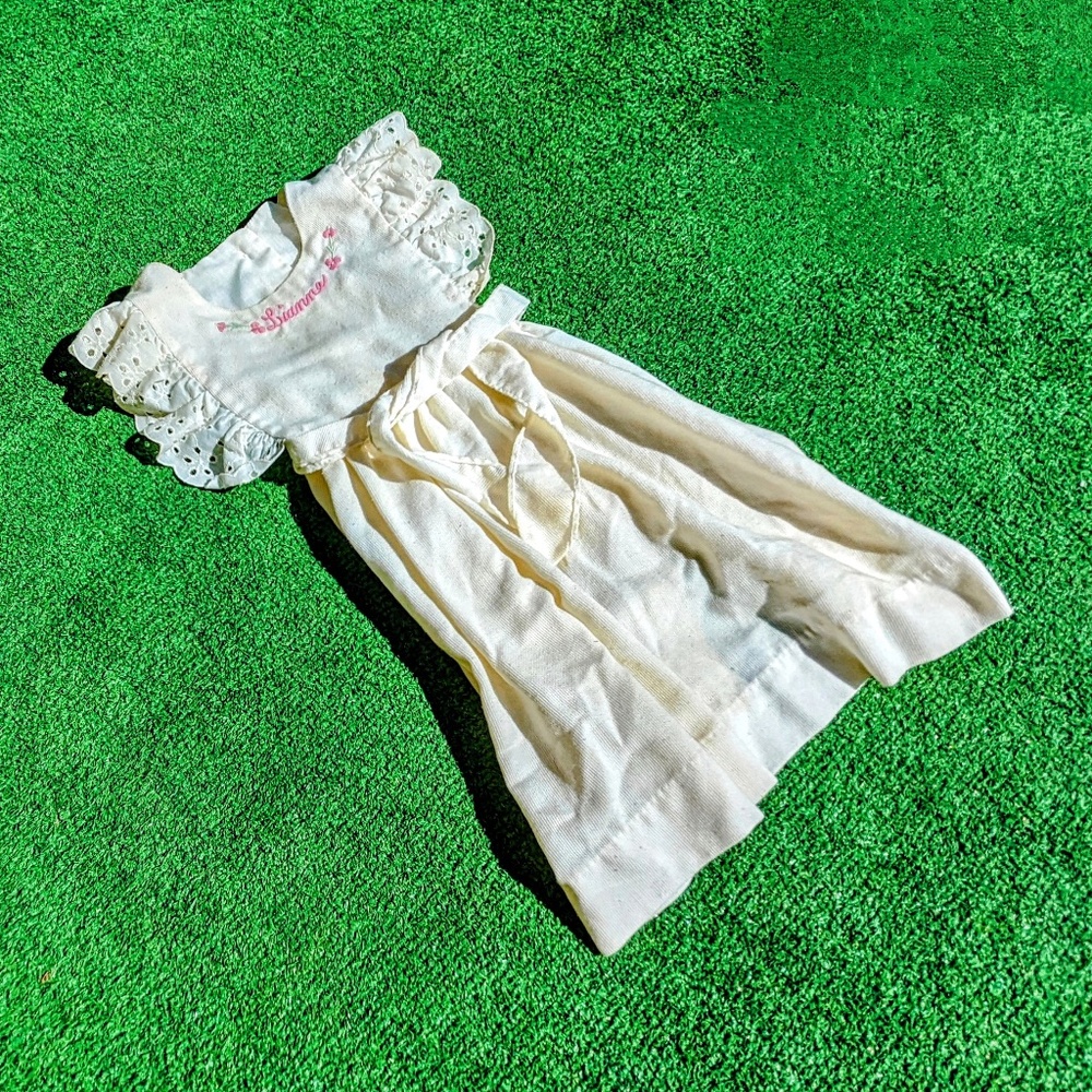 Vintage Pleated Button Christening Baptism Lianne Gown Girl's Sz 18-24month VTG
